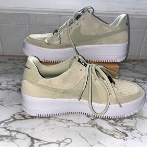Nike Air Force 1 Sage Low  Women's Platform Sneakers in Olive Aura